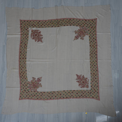 Meadow Ruby Cashmere Rumal — Sozni Hand Embroidered