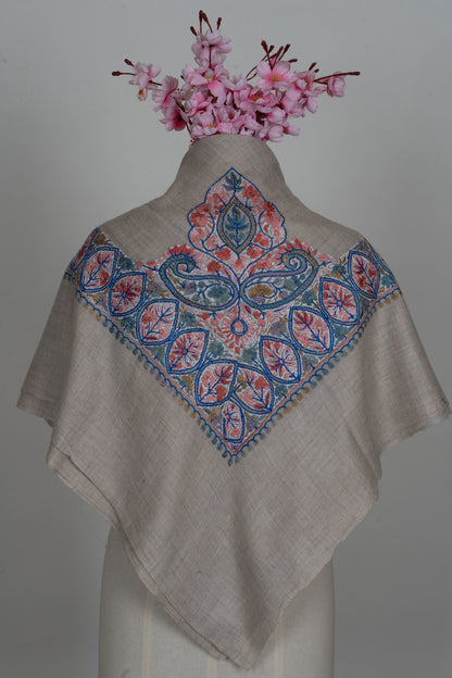 Coral Lattice Cashmere Rumal — Sozni Hand Embroidered