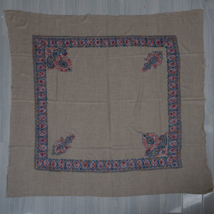 Coral Lattice Cashmere Rumal — Sozni Hand Embroidered