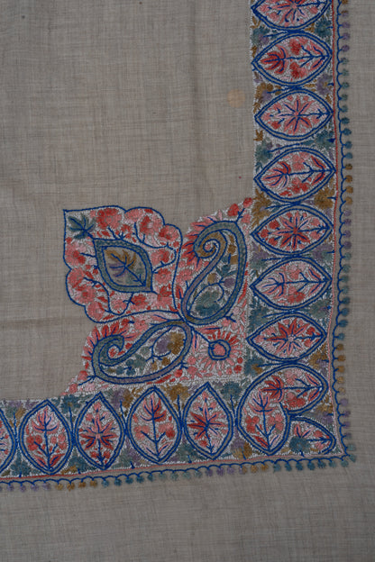 Coral Lattice Cashmere Rumal — Sozni Hand Embroidered