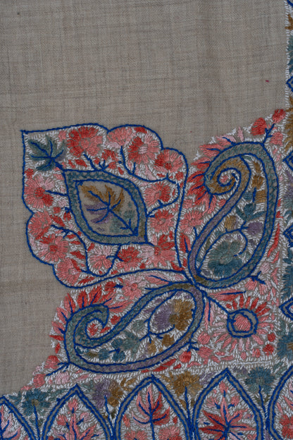 Coral Lattice Cashmere Rumal — Sozni Hand Embroidered