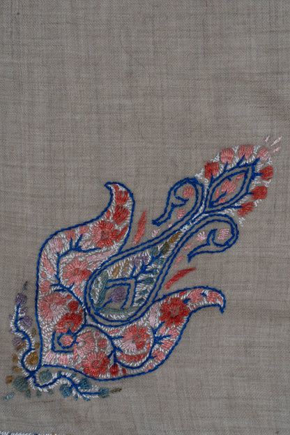 Coral Lattice Cashmere Rumal — Sozni Hand Embroidered