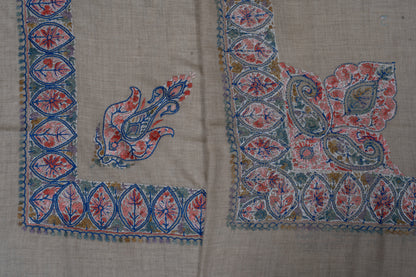 Coral Lattice Cashmere Rumal — Sozni Hand Embroidered