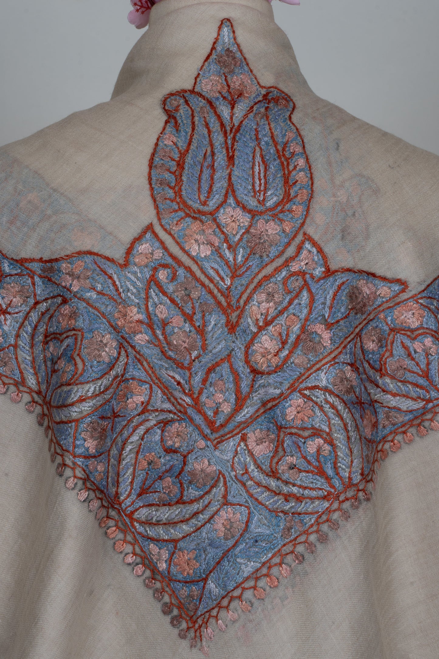 Dusky Rose Cashmere Rumal — Sozni Hand Embroidered