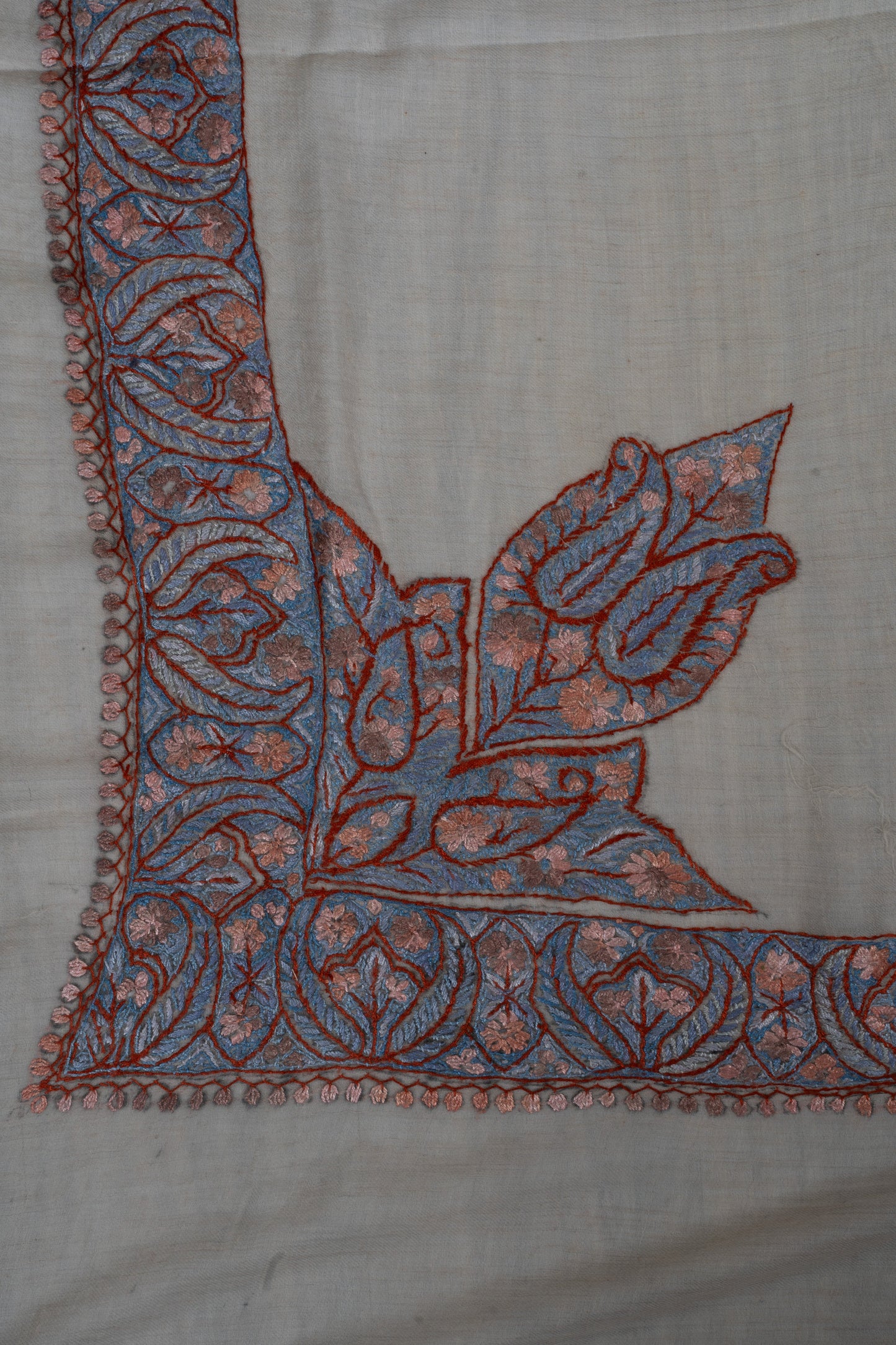 Dusky Rose Cashmere Rumal — Sozni Hand Embroidered