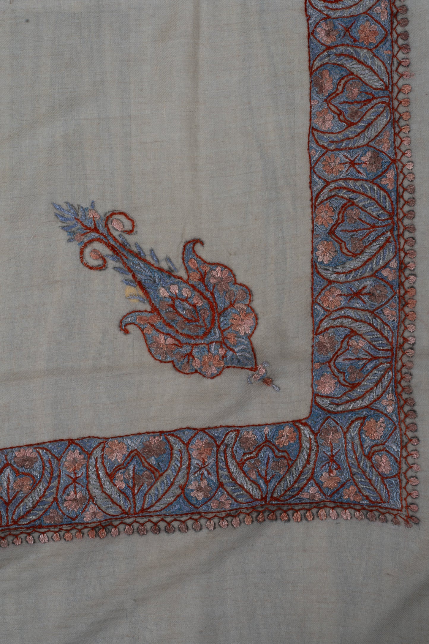Dusky Rose Cashmere Rumal — Sozni Hand Embroidered