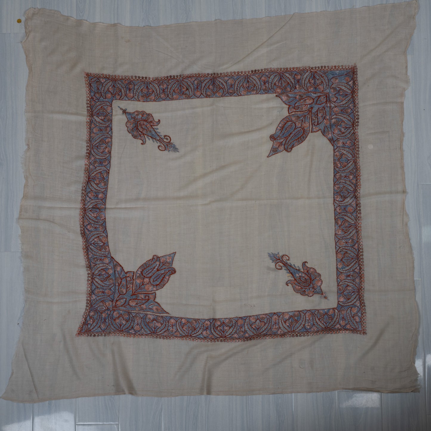 Dusky Rose Cashmere Rumal — Sozni Hand Embroidered