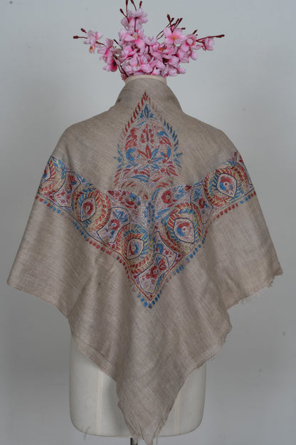 Crimson Fern Cashmere Rumal — Sozni Hand Embroidered