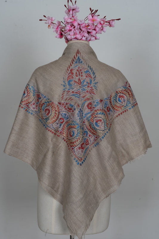 Crimson Fern Cashmere Rumal — Sozni Hand Embroidered