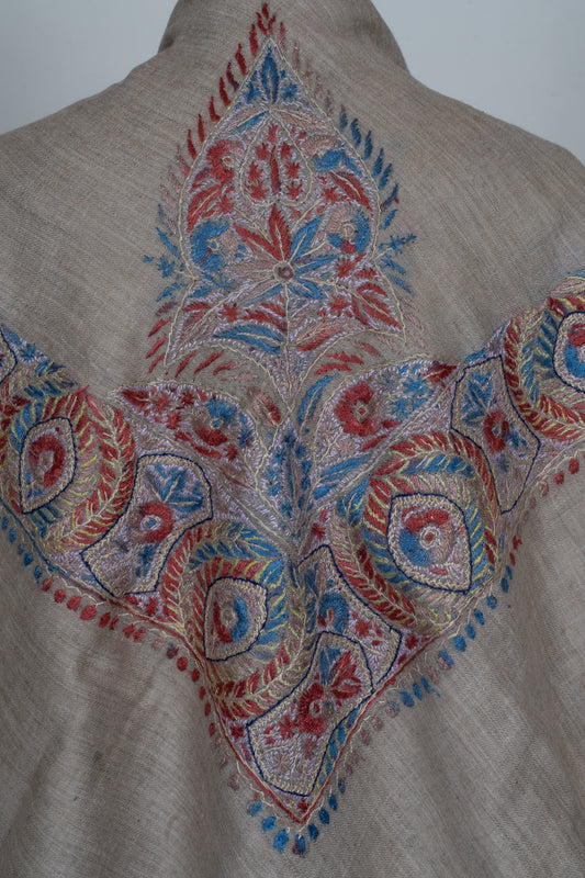 Crimson Fern Cashmere Rumal — Sozni Hand Embroidered