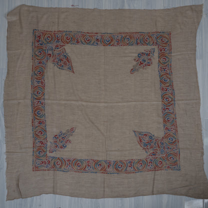 Crimson Fern Cashmere Rumal — Sozni Hand Embroidered