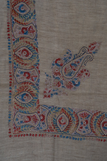 Crimson Fern Cashmere Rumal — Sozni Hand Embroidered