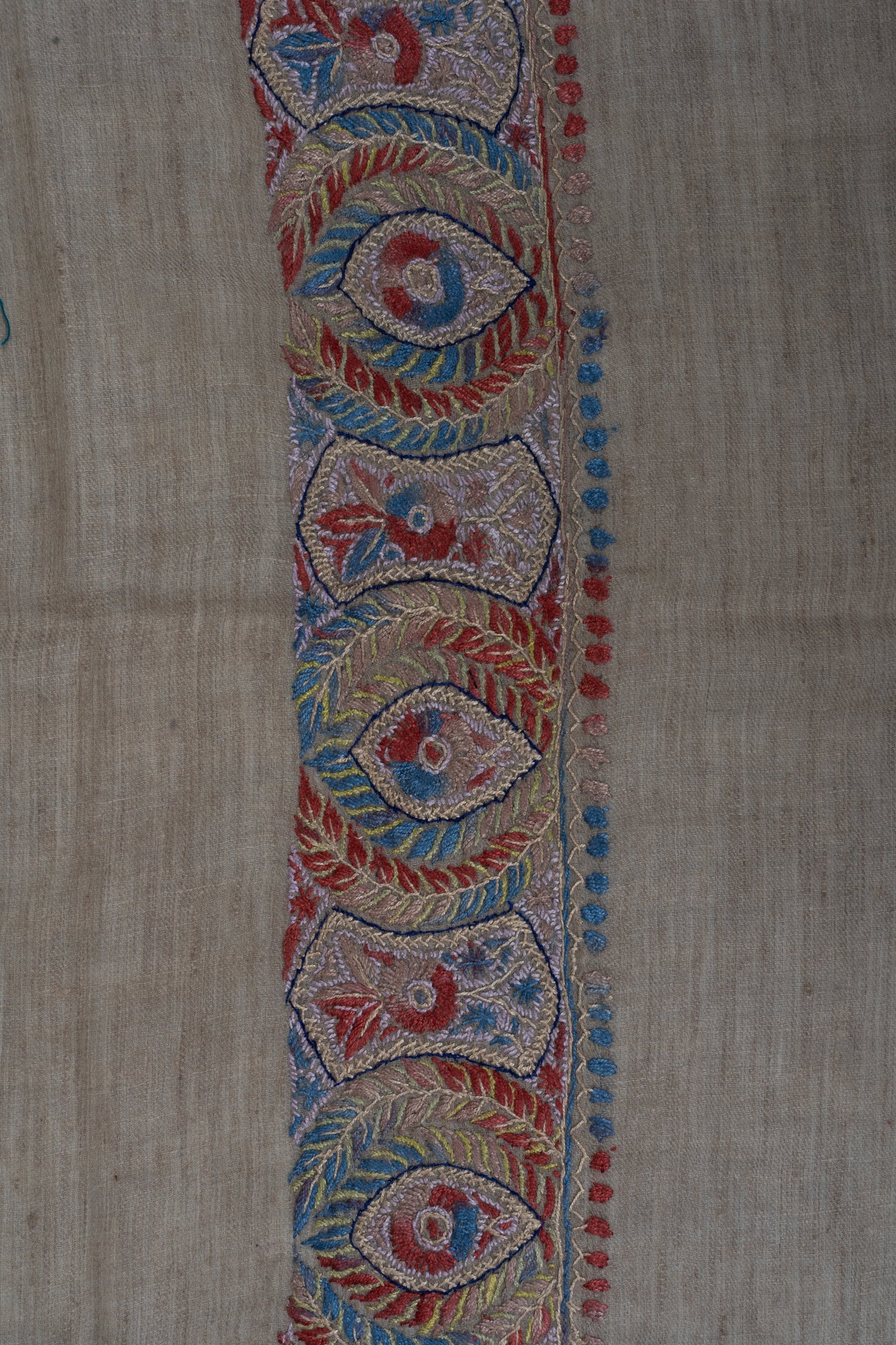 Crimson Fern Cashmere Rumal — Sozni Hand Embroidered
