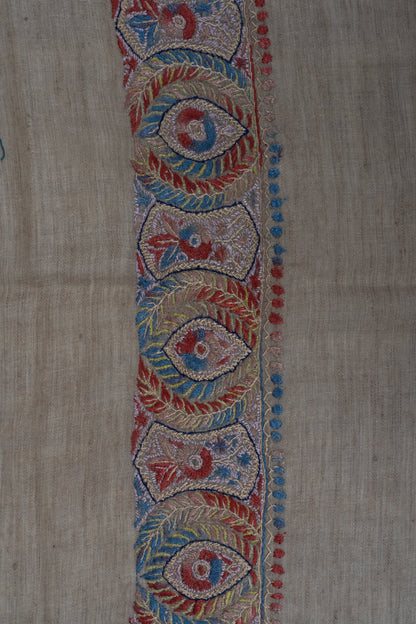 Crimson Fern Cashmere Rumal — Sozni Hand Embroidered