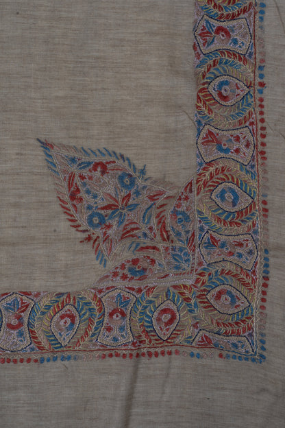 Crimson Fern Cashmere Rumal — Sozni Hand Embroidered