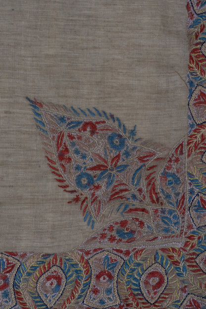 Crimson Fern Cashmere Rumal — Sozni Hand Embroidered