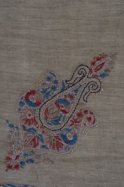 Crimson Fern Cashmere Rumal — Sozni Hand Embroidered