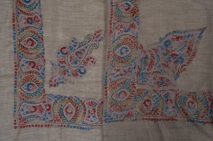 Crimson Fern Cashmere Rumal — Sozni Hand Embroidered