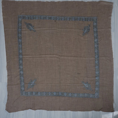 Mushroom Pearl Cashmere Rumal — Sozni Hand Embroidered