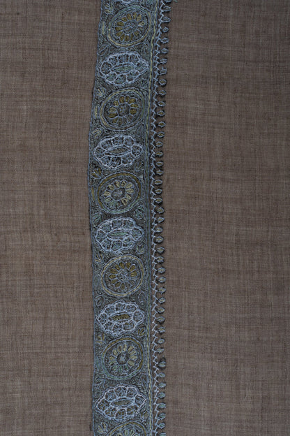Mushroom Pearl Cashmere Rumal — Sozni Hand Embroidered