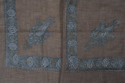 Mushroom Pearl Cashmere Rumal — Sozni Hand Embroidered