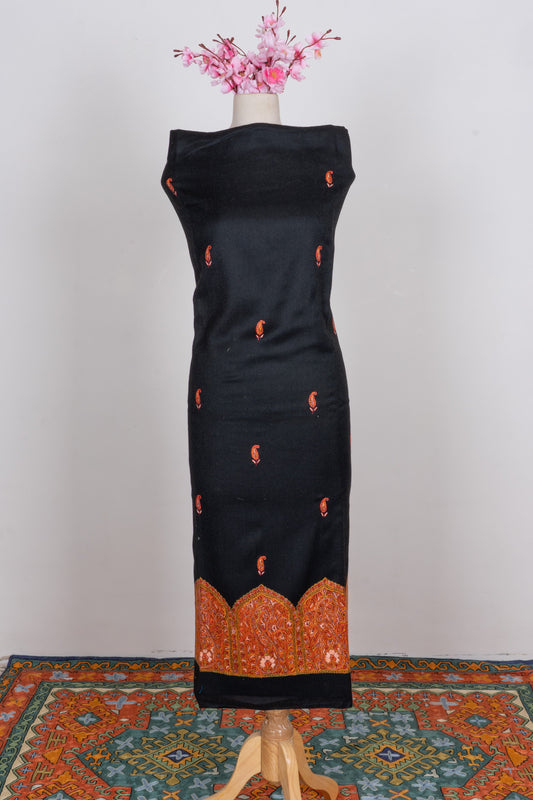 Midnight Noir Sozni Embroidered Suit in Wool Blend