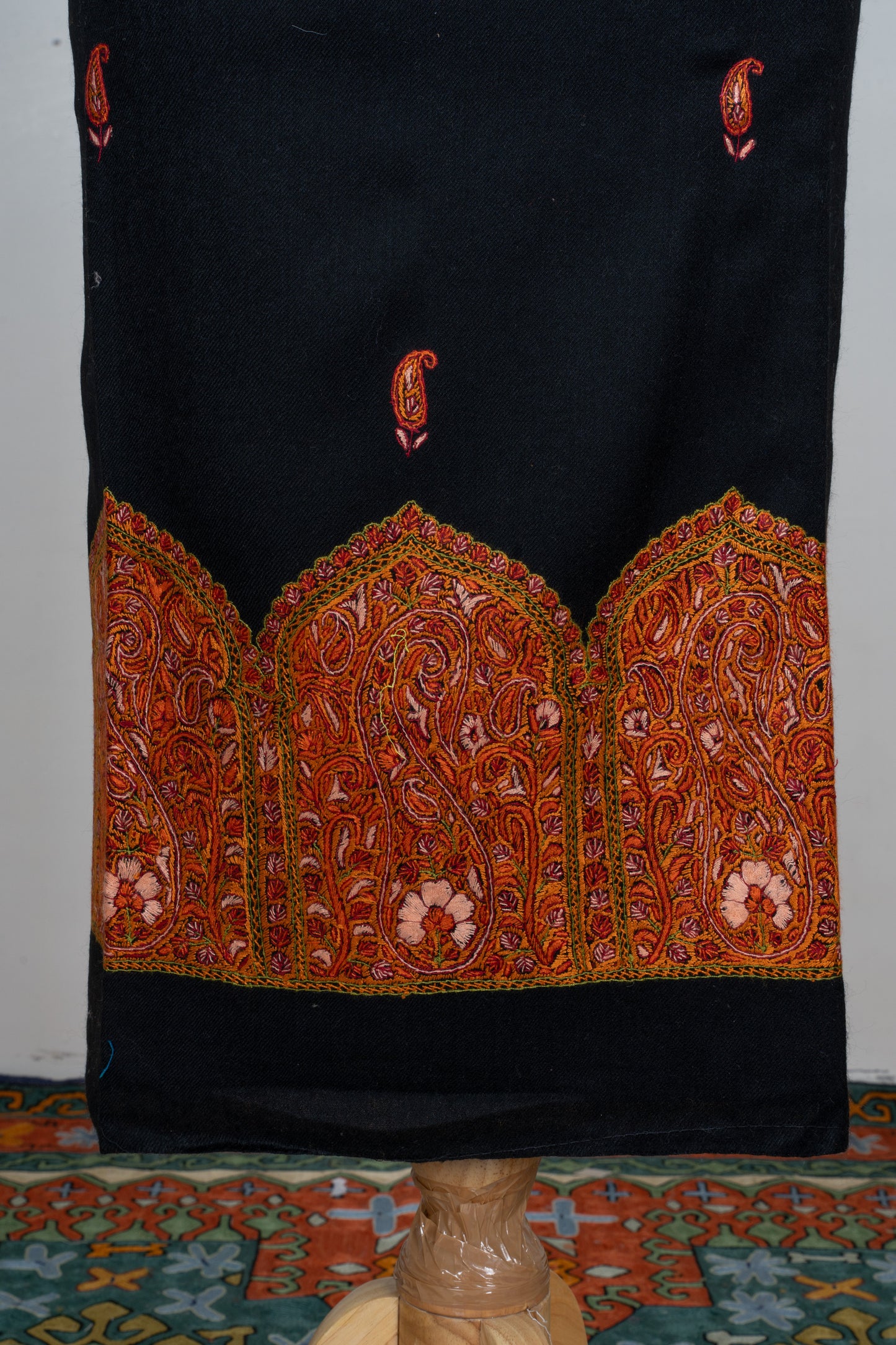 Midnight Noir Sozni Embroidered Suit in Wool Blend