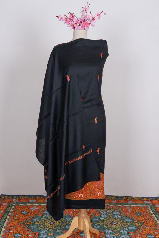 Midnight Noir Sozni Embroidered Suit in Wool Blend