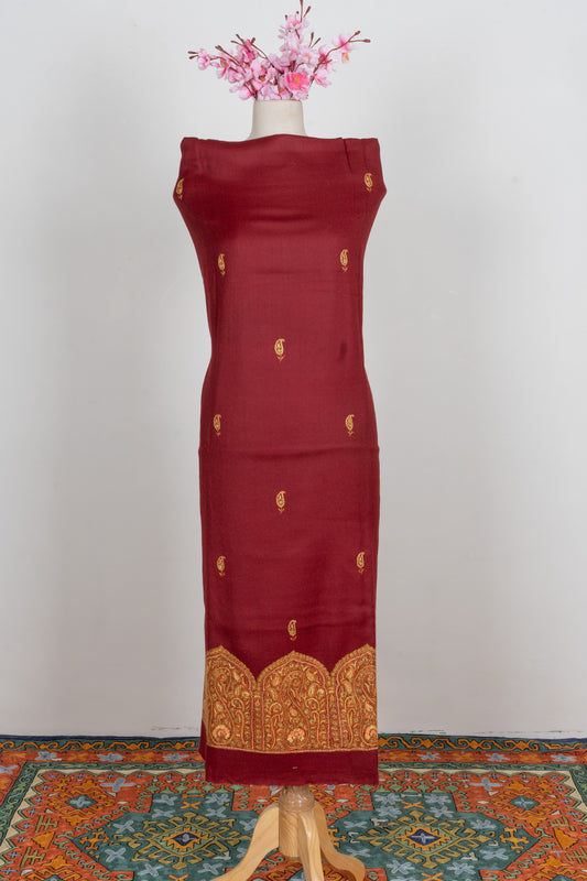 Crimson Dusk Sozni Embroidered Suit in Wool Blend