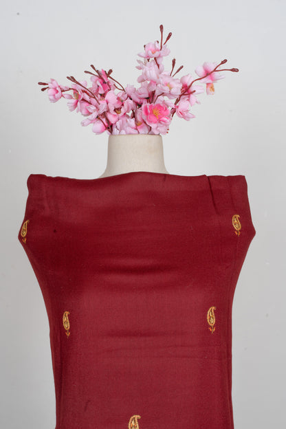 Crimson Dusk Sozni Embroidered Suit in Wool Blend