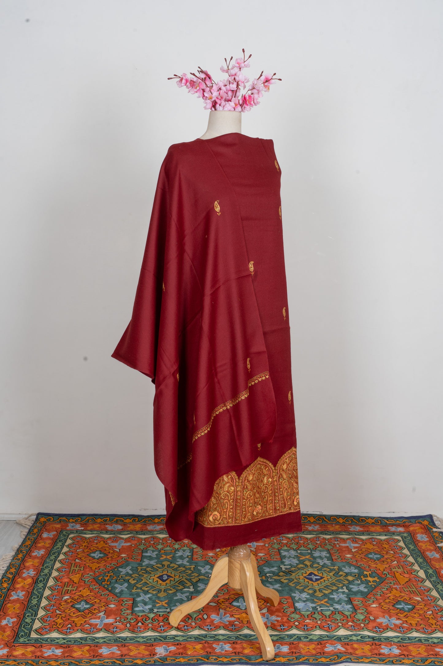 Crimson Dusk Sozni Embroidered Suit in Wool Blend