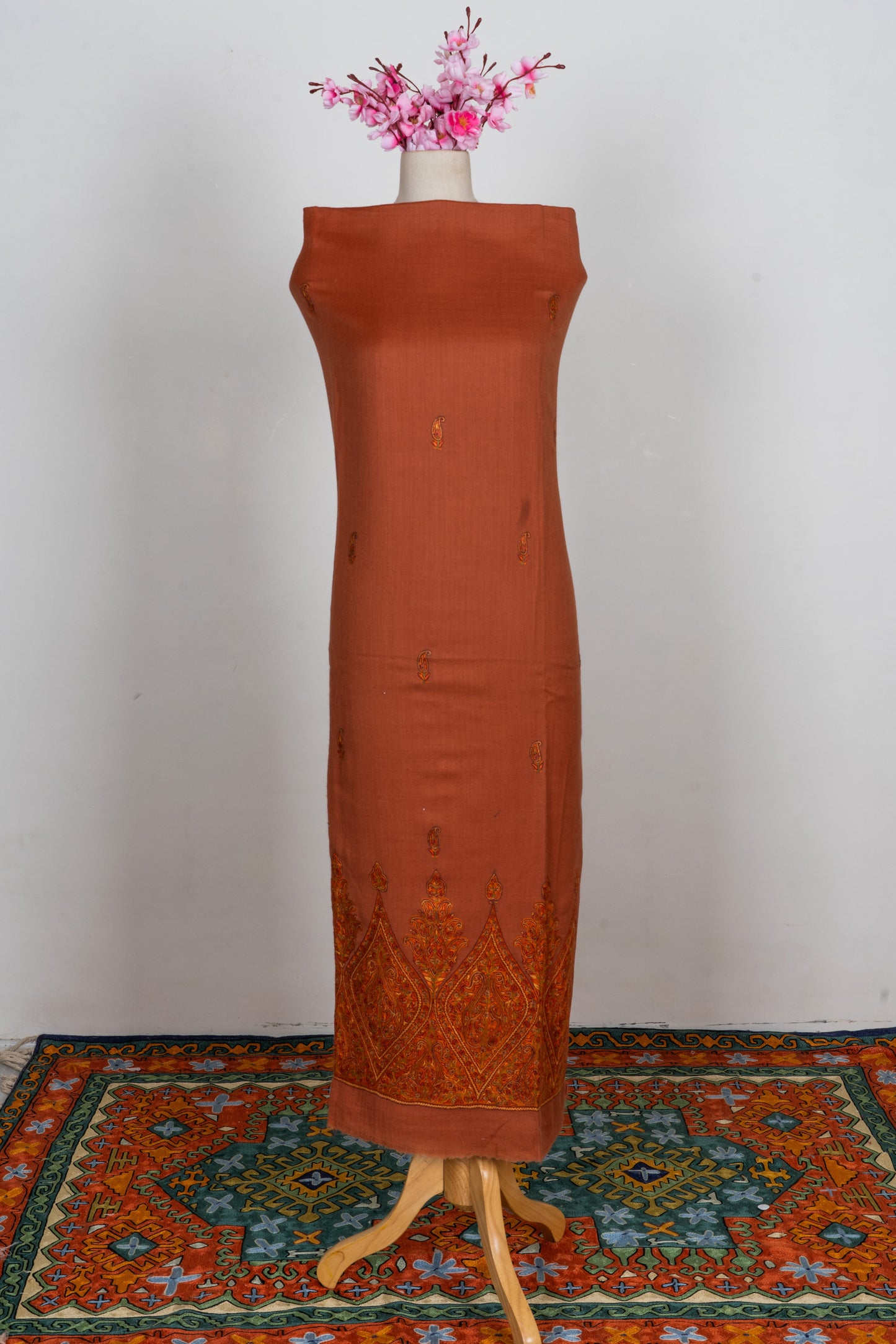 Amber Earth Sozni Embroidered Suit in Wool Blend