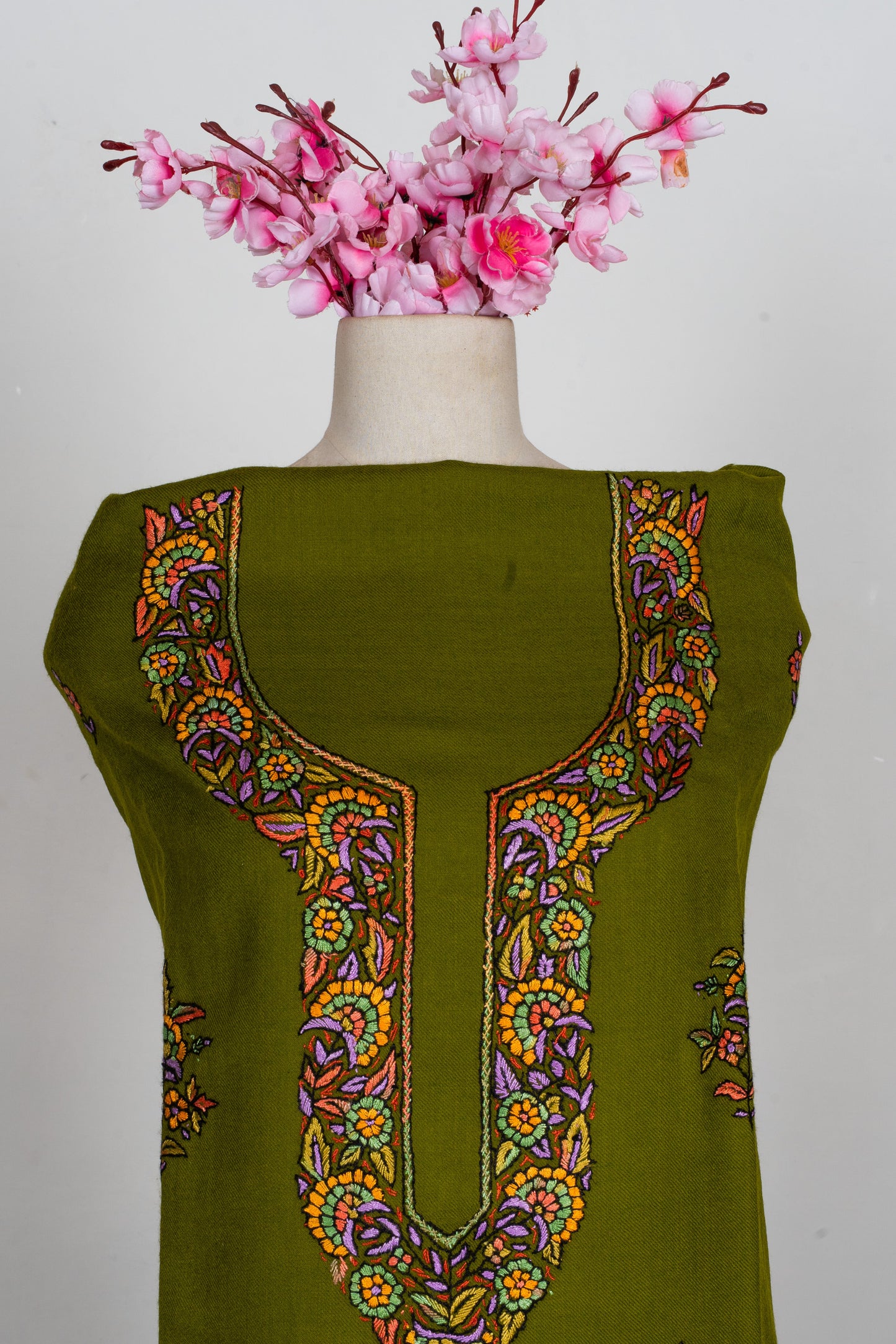 Verdant Bloom Sozni Embroidered Suit in Wool Blend