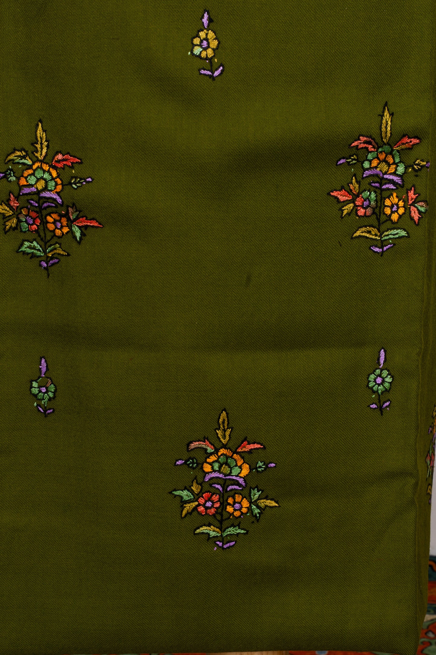 Verdant Bloom Sozni Embroidered Suit in Wool Blend