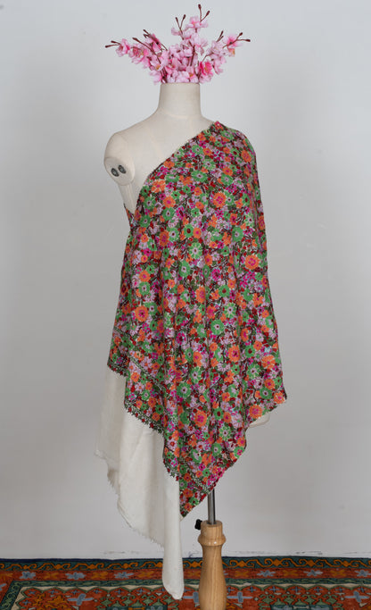 Papier-Mâché Bahaar Gul Sozni Merino Scarf