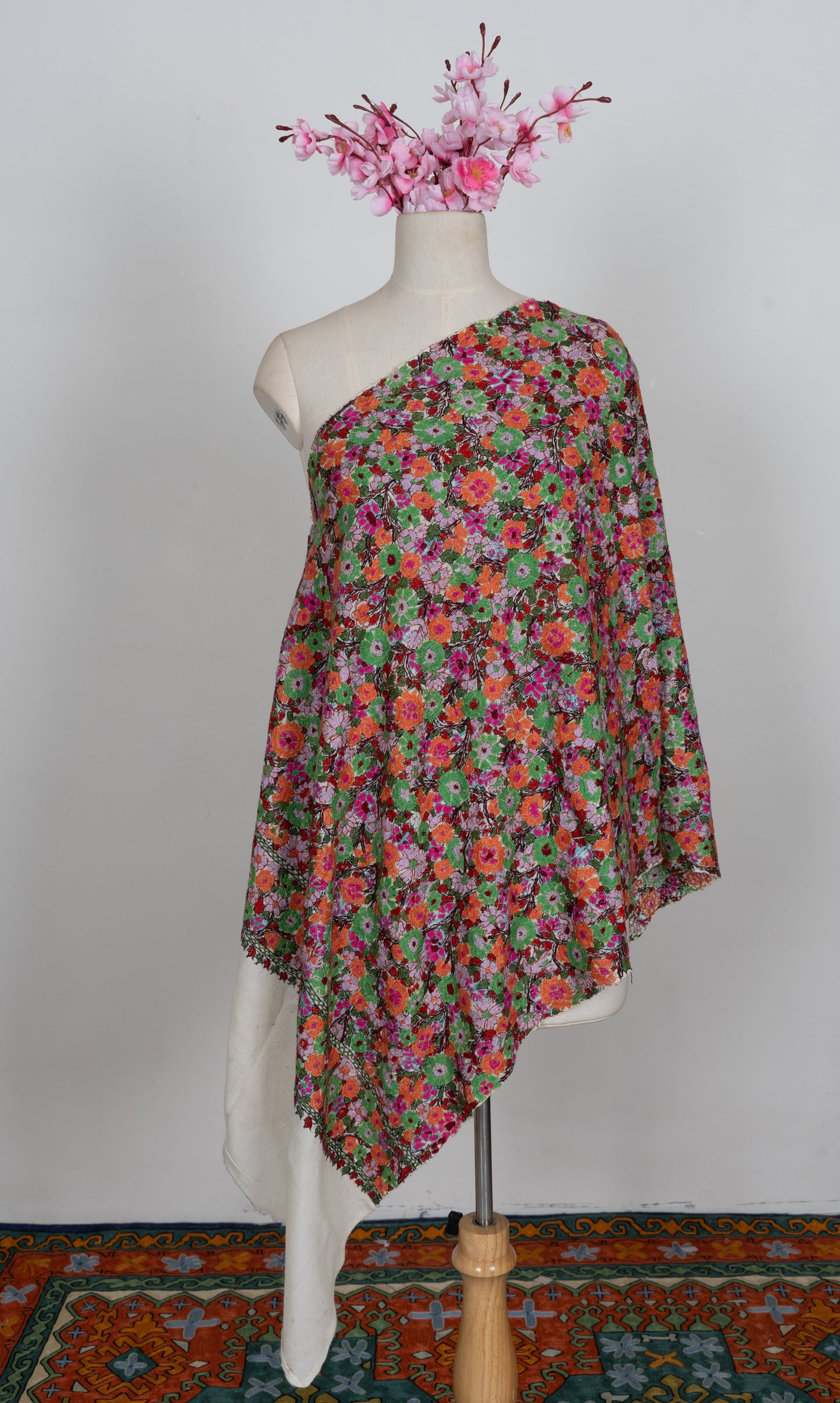 Papier-Mâché Bahaar Gul Sozni Merino Scarf