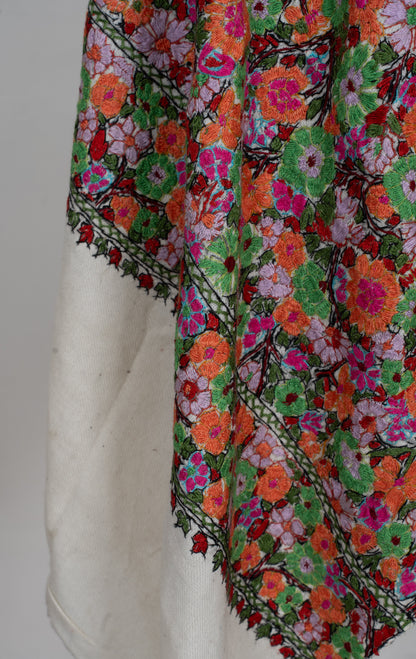 Papier-Mâché Bahaar Gul Sozni Merino Scarf