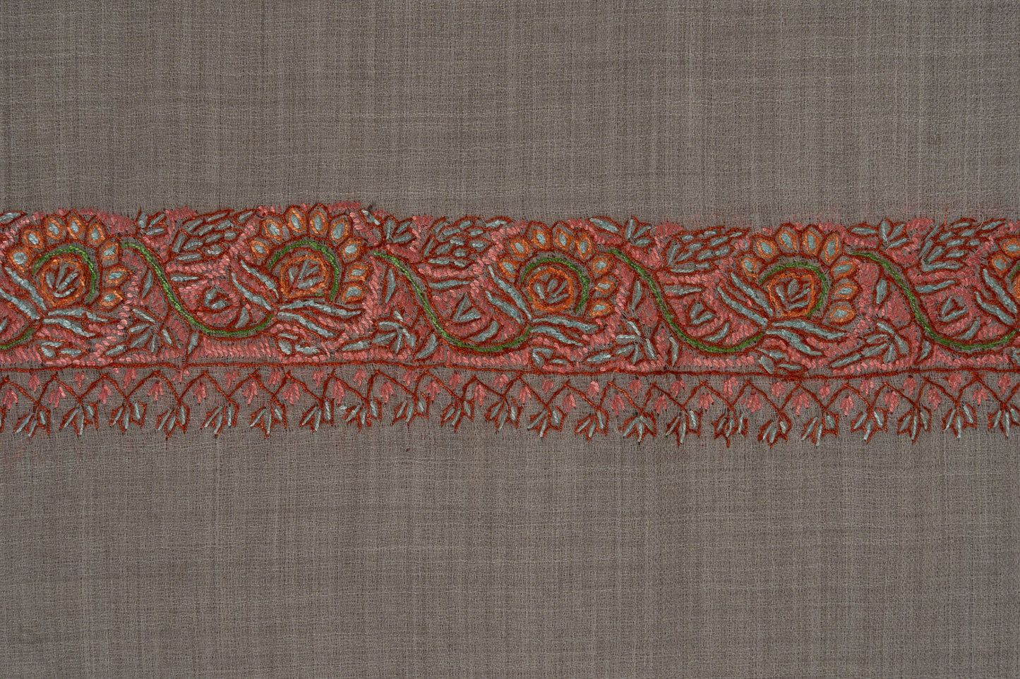 Sandstone Whisper — 2.5 Yards Sozni Hand-Embroidered Shawl