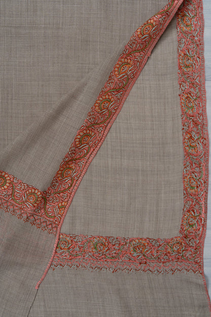 Sandstone Whisper — 2.5 Yards Sozni Hand-Embroidered Shawl