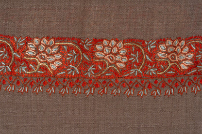 Mocha Whisper — 2.5 Yards Sozni Hand-Embroidered Shawl