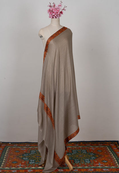 Claystone Calm — 2.5 Yards Sozni Hand-Embroidered Shawl