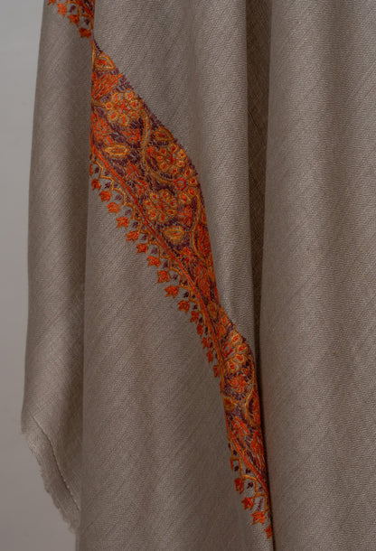 Claystone Calm — 2.5 Yards Sozni Hand-Embroidered Shawl