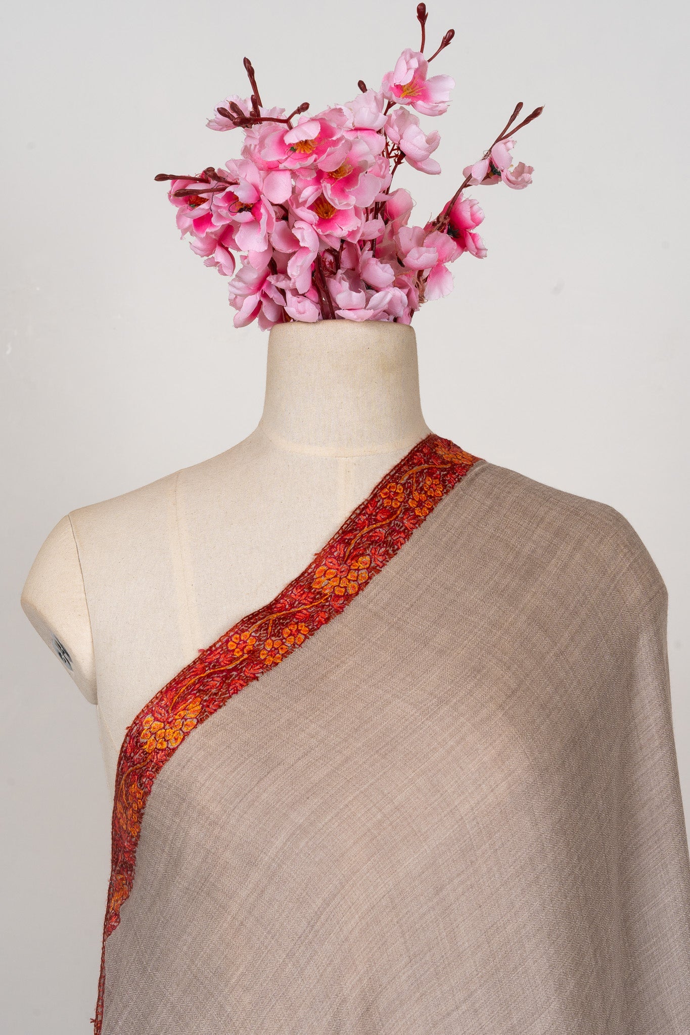 Desert Mirage — 2.5 Yards Sozni Hand-Embroidered Shawl