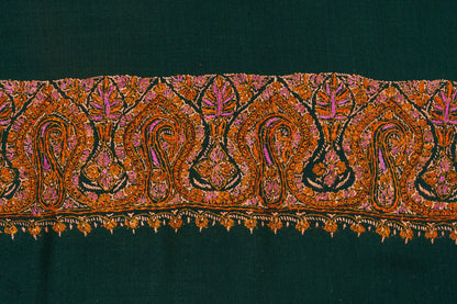 Emerald Poise — 2.5 Yards Sozni Hand-Embroidered Shawl