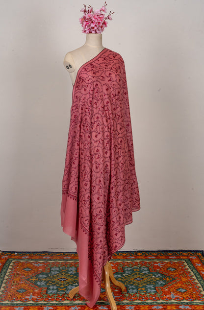 Rose Haven — 2.5 Yards Sozni Hand-Embroidered Shawl