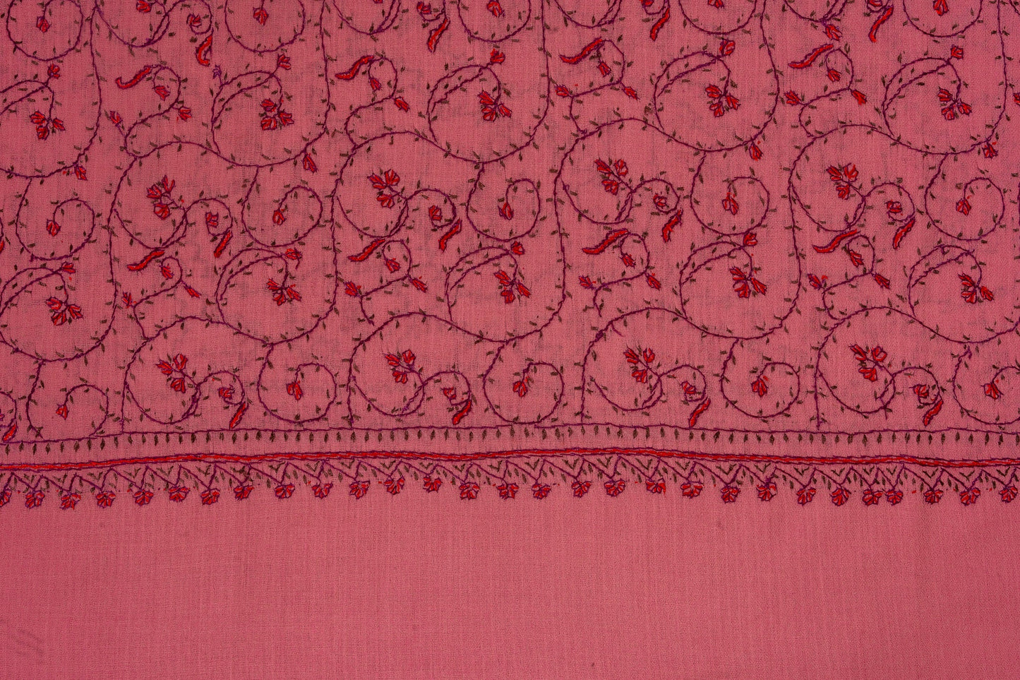 Rose Haven — 2.5 Yards Sozni Hand-Embroidered Shawl