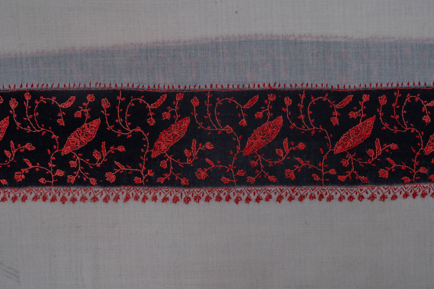Ivory Flame — 2.5 Yards Sozni Hand-Embroidered Shawl