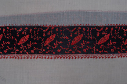Ivory Flame — 2.5 Yards Sozni Hand-Embroidered Shawl