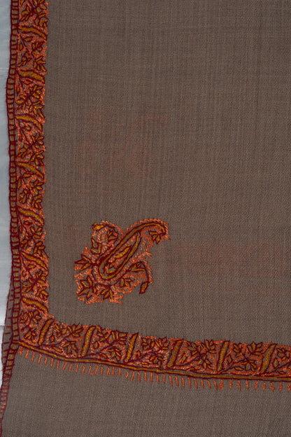 Ember Dusk — 2.5 Yards Sozni Hand-Embroidered Shawl