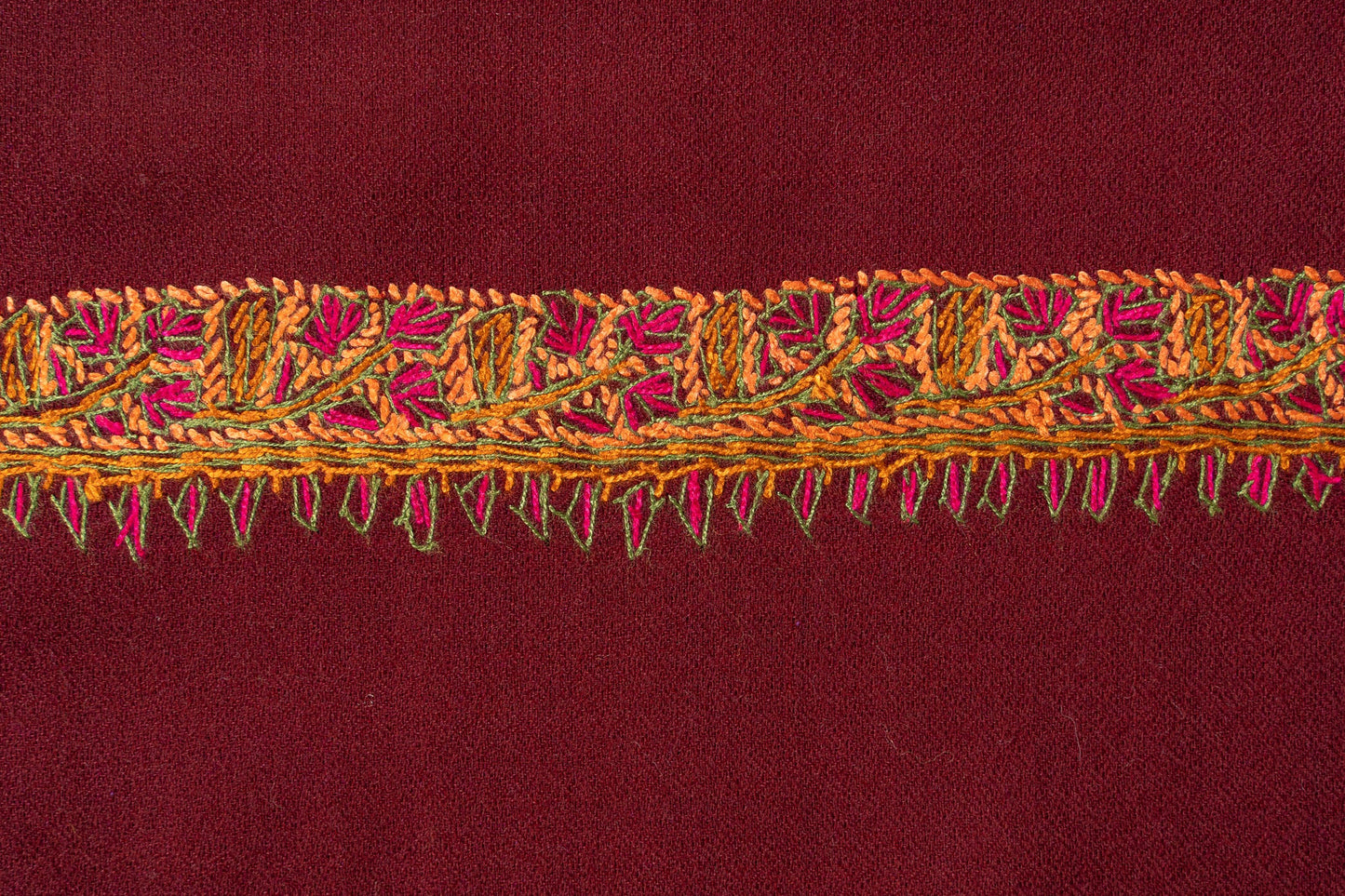 Maroon Empress — 2.5 Yards Sozni Hand-Embroidered Shawl